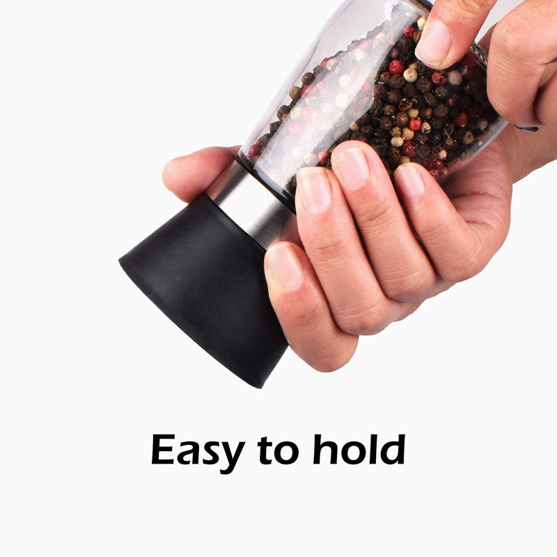[Australia - AusPower] - ErrandsHelper Salt and Pepper Grinder Set Adjustable Coarseness and Refillable (2.5 inches x 5.1 inches) 2.5" x 5.1" 