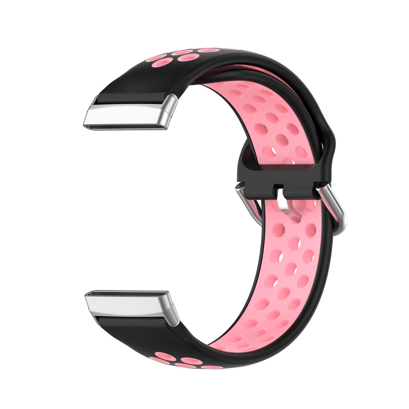 [Australia - AusPower] - BabyValley Band Compatible with Fitbit Versa 3/Sense Silicone Band+Metal Connector Breathable Bracelet Strap Smartwatch Accessories Band for Versa 3/Sense (Black+Pink) Black+Pink 