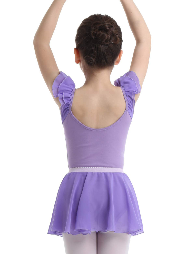 [Australia - AusPower] - Alvivi Kids Girls Ruffle Sleeves Ballet Tutu Dress Leotard with Skirt Gymnastics Dance Wear Costumes Purple 5-6 