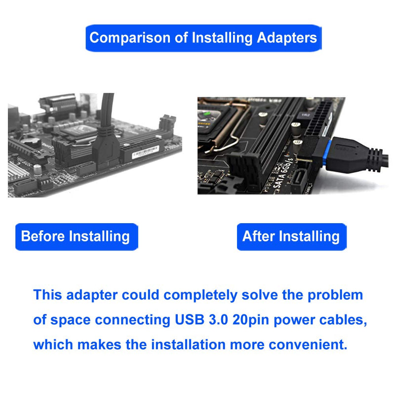 [Australia - AusPower] - (2-Pack) COMeap USB 3.0 20 Pin Male to Female L Turn 90 Degree Right Angle Power Adapter Board for Motherboard (Down Angled) Down Angled 