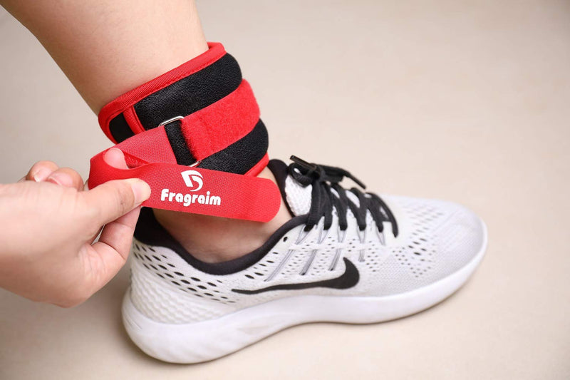 [Australia - AusPower] - Fragraim Ankle Weights for Women, Men and Kids - Strength Training Wrist/Leg/Arm Weight Set with Adjustable Strap for Jogging, Gymnastics, Aerobics, Physical Therapy Red 1 lbs pair (0.5 lbs each) 