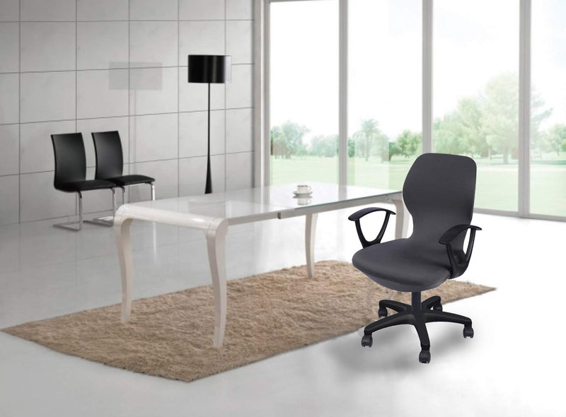 [Australia - AusPower] - Deisy Dee Computer Office Chair Covers Pure Color Universal Chair Cover Stretch Rotating Chair Slipcovers Cover ONLY Chair Covers C098 (Dark Grey) Dark Grey 