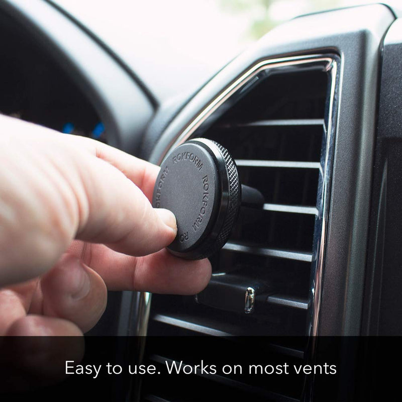 [Australia - AusPower] - Rokform - Magnetic Air Vent Mount, Super Grip Car Truck & Van Vent Clip, Aluminum Cell Phone Holder, Removable Vent Magnet Mount, Specially Designed for Rokform Cases (Black) Black One Size 
