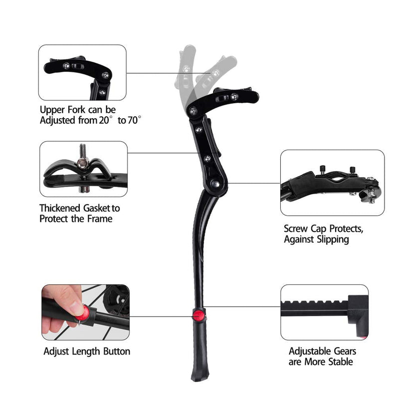 [Australia - AusPower] - ROCKBROS Bike Kickstand for Mountain Bike Bicycle Kickstand Adults 24 inch to 29 inch Adjustable Bike Side Stand 