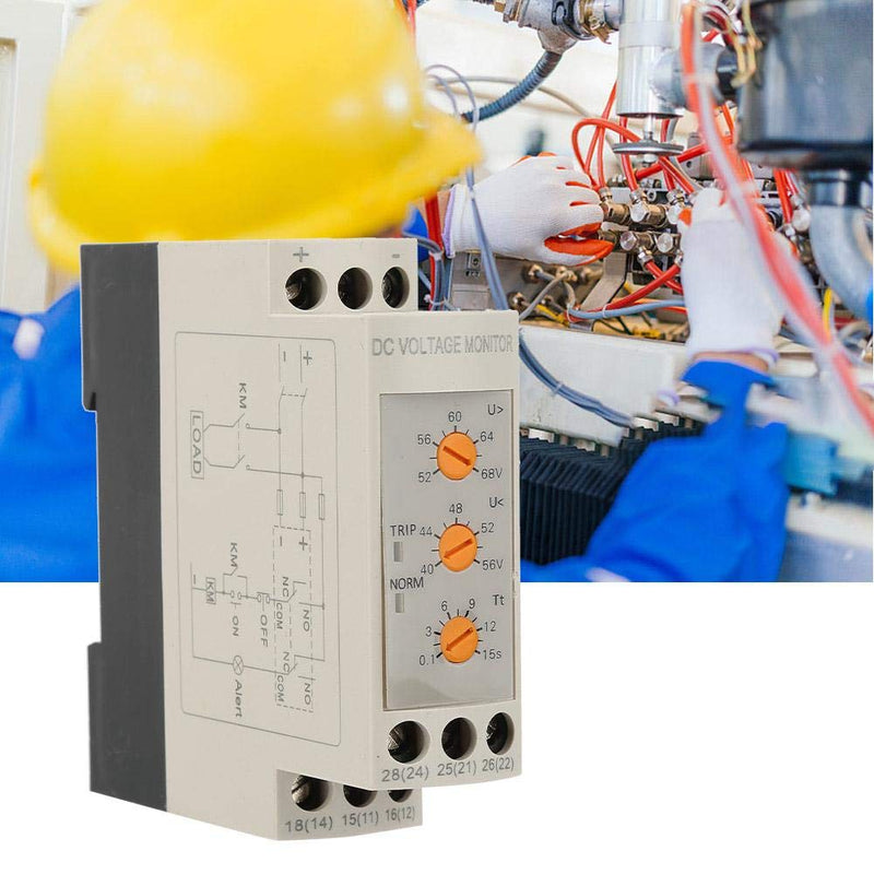 [Australia - AusPower] - Voltage Monitoring Relay DC 12V/24V/36V/48V Over-Voltage and Under-Voltage Protection Relay 35MM Guide Rail 13-17V 10-14V(DC48V) DC48V 