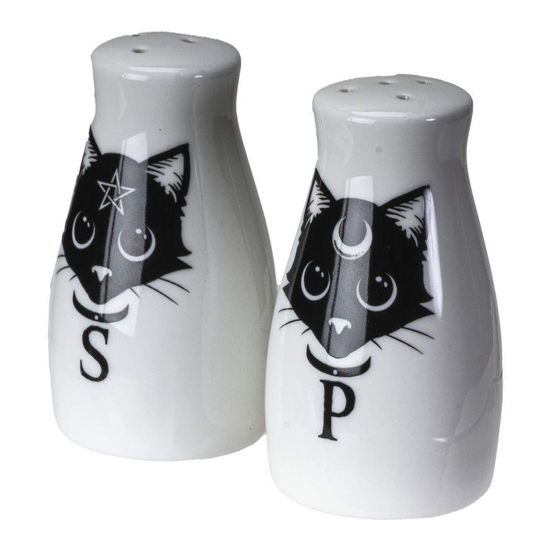 [Australia - AusPower] - Summit Collection Alchemy Gothic Magick Cats Salt and Pepper Shaker Set Bone China Spooky Black Cats Halloween Decor 