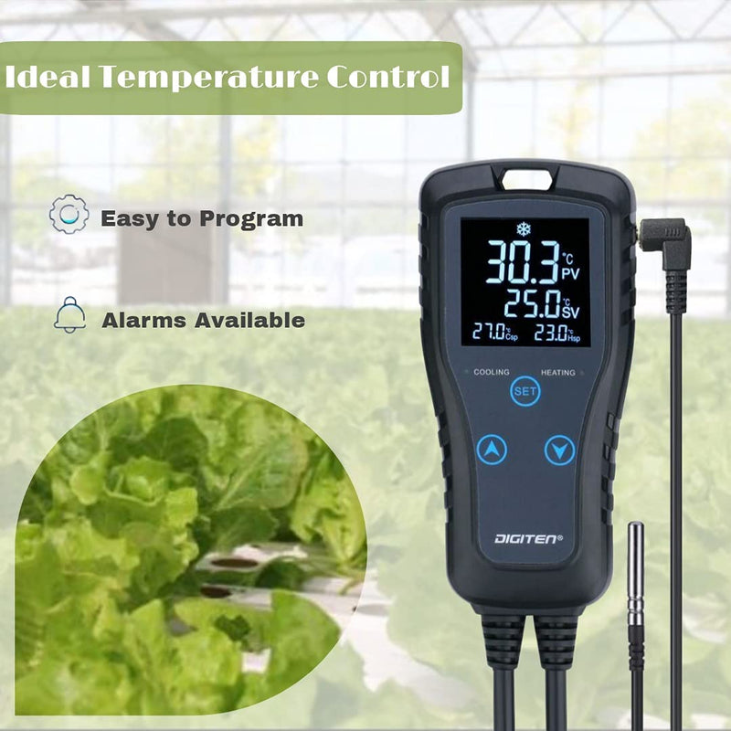 [Australia - AusPower] - DIGITEN DTC102 Temperature Controller Outlet 2-Stage Plug in Thermostat Digital Greenhouse Thermostat Reptiles Temperature Controller Heating Cooling Mode for Homebrewing Fermentation Space Heater 2-Stage Temperature Controller 