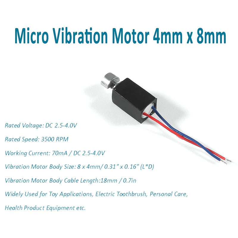 [Australia - AusPower] - AEDIKO 20pcs Micro Vibration Motors DC 3V Mini Vibrating Motor 3500RPM 4mm x 8mm for Pager Cell Phone Toy 