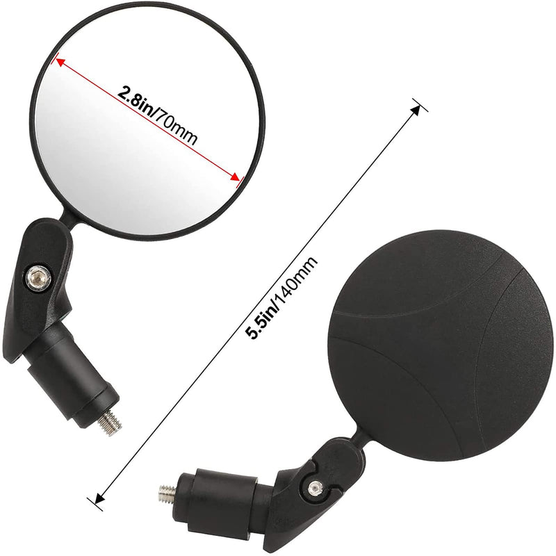 [Australia - AusPower] - Bike Mirrors 2pcs Bar End Bicycle Mirrors for Handlebars Bicycle Cycling Rear View Mirrors, Safe Rearview Mirror with a Aluminum Bike Mirror for Mountain Road Bike Bicycle 