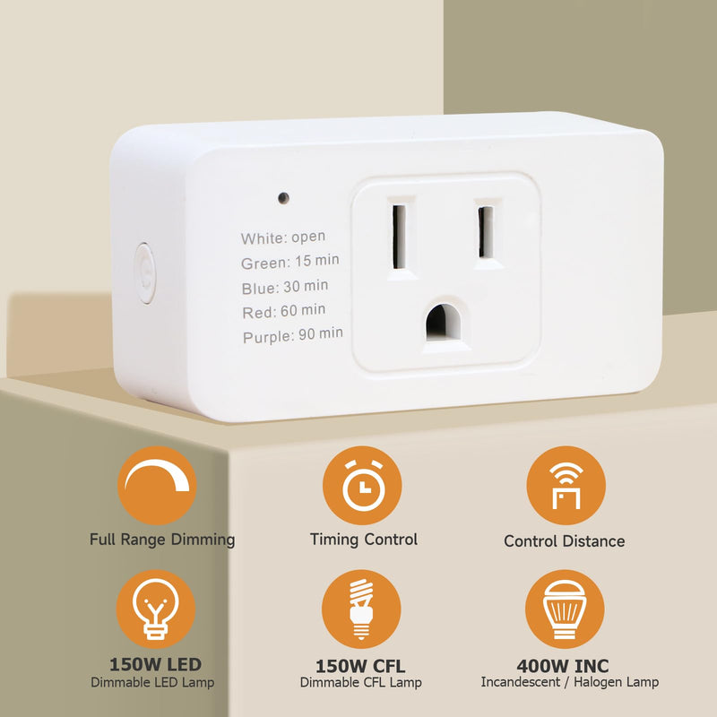 [Australia - AusPower] - Indoor dimmer and Timer switches for led Lights, Remote Control Light dimmer Switch Plug in,100FT Range for Dimmable Bulb/Table Lamp String Lights 90V-120V 