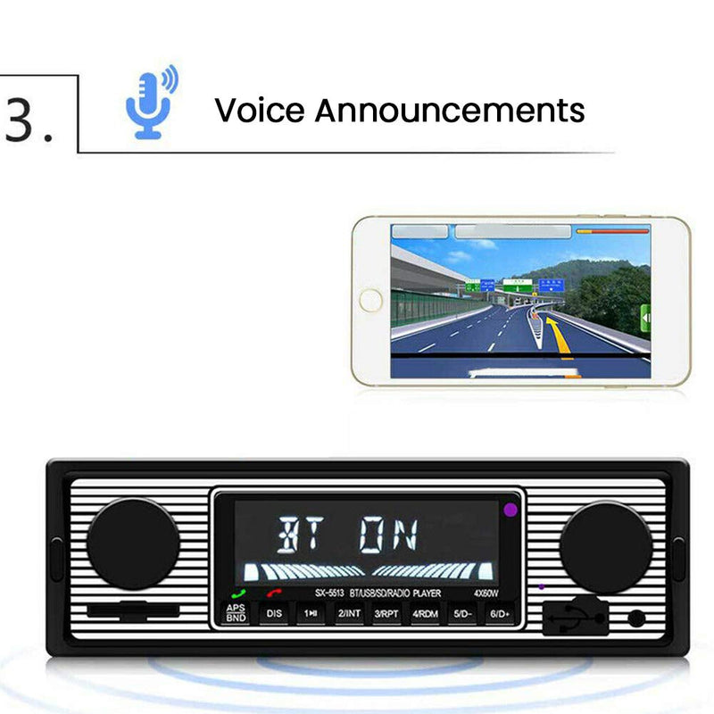 [Australia - AusPower] - Car Stereo for Bluetooth, Retro Car FM Radio Smart Player, Electronic Auto FM Radio Receiver, Hands-Free Calling, Support MP3/WMA/WAV/AUX black 