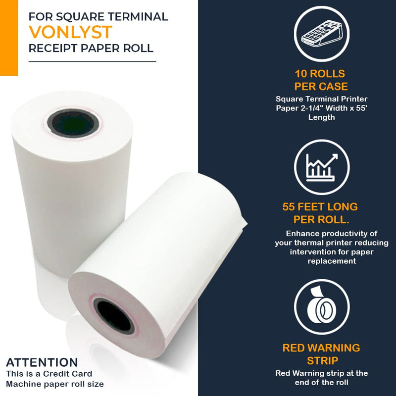 [Australia - AusPower] - Vonlyst Receipt Paper Roll for Square Terminal Credit Card Machine (10 rolls) 10 