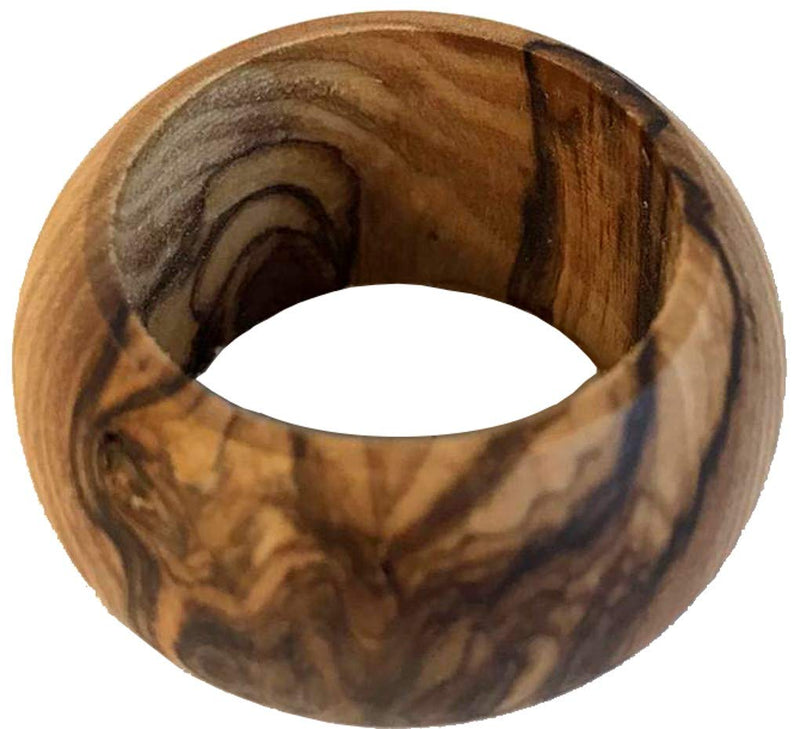 [Australia - AusPower] - Holy Land Market Bethlehem Olive Wood Napkin Rings - Set of 6 (Ring is 1.8 Inches in Diameter and 0.9 Inches high) 