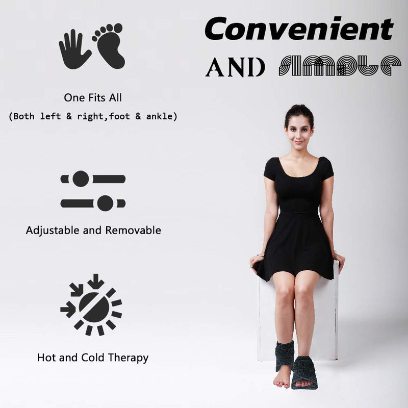 [Australia - AusPower] - Foot Ice Pack Wrap Reusable Ice Gel Pack for Plantar Fasciitis, Achilles Tendonitis, Heel Spurs, Sore Feet, Hot Cold Therapy Cold Pack Pain Relief for Sprains, Muscle Pain, Bruises, Injuries, Swelling 2 ice pack and 1 wrap - 6.3'' x 6.7'' 