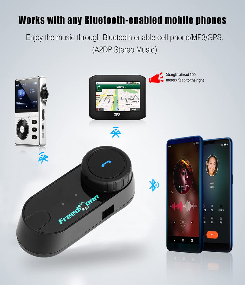 [Australia - AusPower] - Motorcycle Helmet Bluetooth Headset, TCOM VB Helmet Communication Systems 2Riders Snowmobile Helmet Bluetooth Intercom, Motobike Waterproof Interphone 800M Up to 3 Riders Pairing(1Pack) 