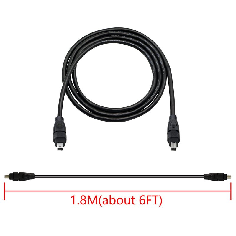 [Australia - AusPower] - GINTOOYUN 6FT FireWire IEEE 1394 Cable,4 Pin to 4 Pin Male to Male Cord,FireWire 400 DV iLink Cable for Laptop to Camcorder 