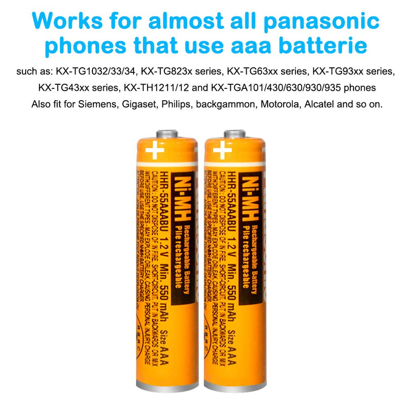[Australia - AusPower] - 8 Pack HHR-55AAABU NI-MH Rechargeable Battery 550mAh AAA 1.2V Batteries for Panasonic Cordless Phones 