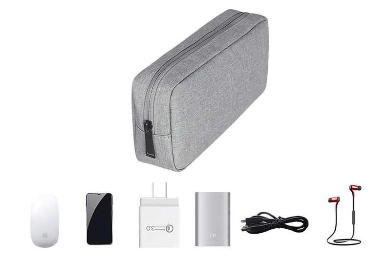 [Australia - AusPower] - Universal Electronics/Accessories Soft Carrying Case Bag, Durable & Light-Weight,Suitable for Out-Going, Business, Travel and Cosmetics Kit（Gray） 