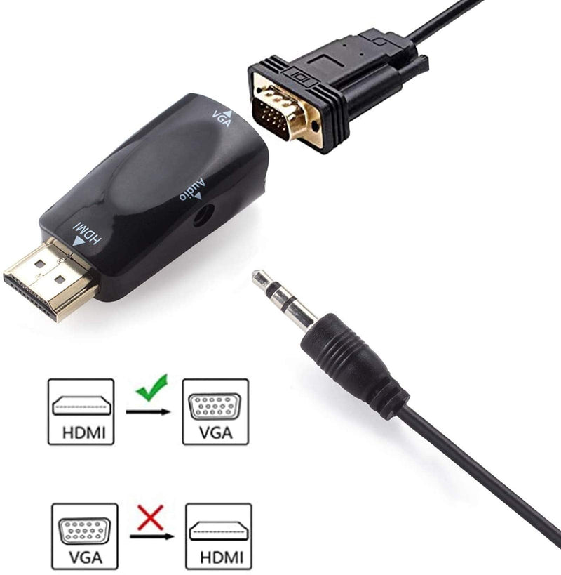 [Australia - AusPower] - HDMI to VGA Adapter Converter with 3.5mm Audio Jack Cable,4K HDMI to VGA Converter Male to Female Gold-Plated Connector for Laptop,PC, Desktop,Monitor, Projector,HDTV,DVD HDTOVGA3.5 