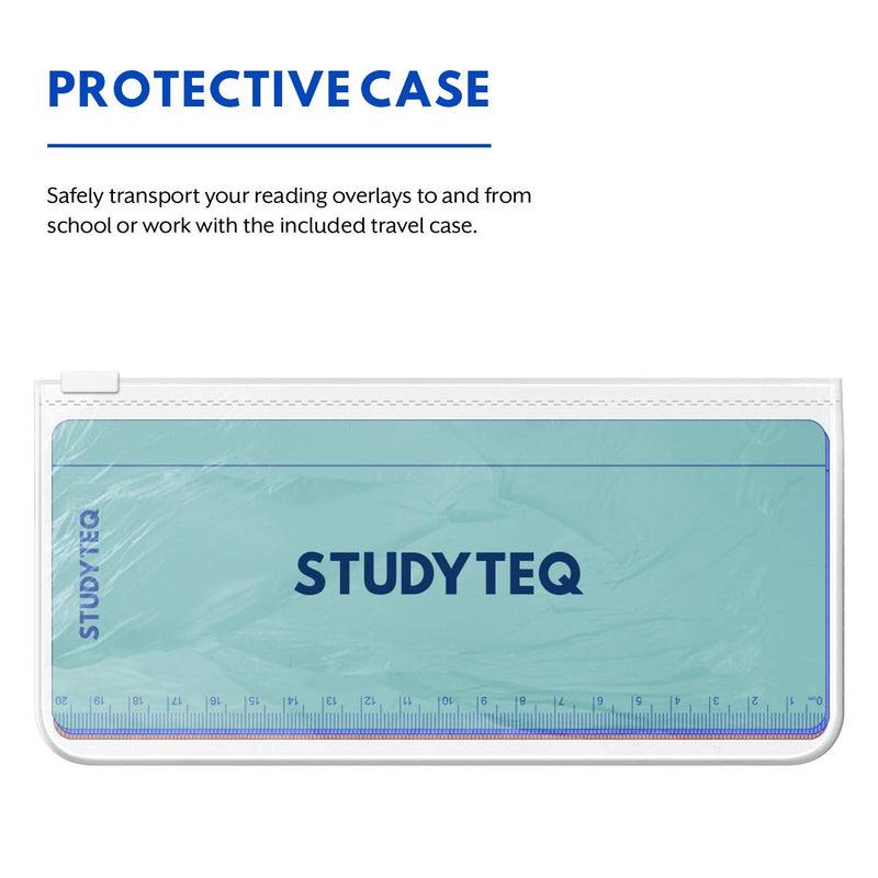 [Australia - AusPower] - 15 x Studyteq Professional Dyslexia Colored Reading Overlays and Rulers + Protective Case | Reading Tracking Rulers for Visual Stress, Dyslexia, Irlens Syndrome, and ADHD 