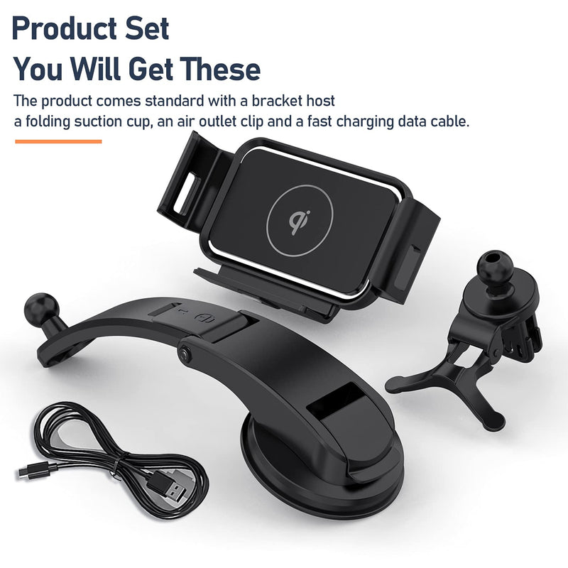 [Australia - AusPower] - Wireless Car Z Fold 3 Holder,15W Qi Fast Charging Car Holder Mount for Air Vent and Dashboard,Compatible with Samsung Galaxy Z Fold 3/2/1,iPhone 13/12/11 Series (Black-S2) Silver Black S2 