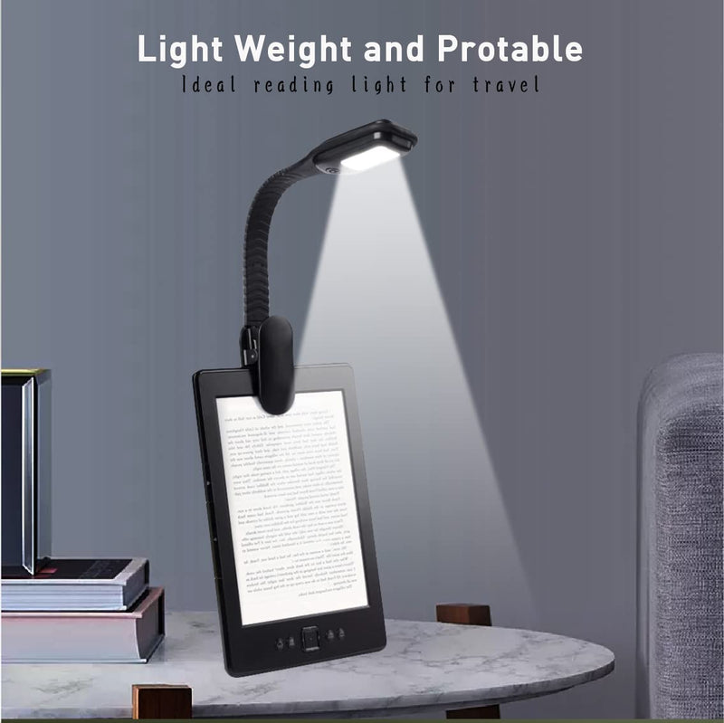 [Australia - AusPower] - RADIXIUM Black LED Rechargeable Book Light for Reading in Bed with 3 Color Temperatures, Brightness for Eye Caring, Perfect for Book Lovers, Festival Gifts 