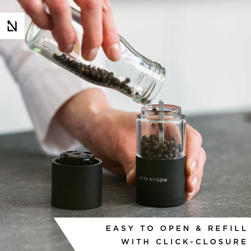 [Australia - AusPower] - LARS NYSØM Stainless Steel Salt and Pepper Mills Set with Adjustable Ceramic Grinder 2 pieces I Design Spice Mills Set Manual (Set of 2, Cool Grey) 2-piece set Cool Gray 
