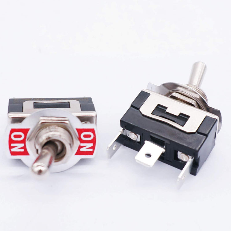 [Australia - AusPower] - TWTADE 3 Pcs Latching Rocker Toggle Switch 3 Pin 2 Position ON/ON SPDT Heavy Duty 16A 250VAC Spade Terminal Metal Boat Switch with Waterproof Boot Cap + 6.3mm Terminal Wires TEN-1121MZX-B102 