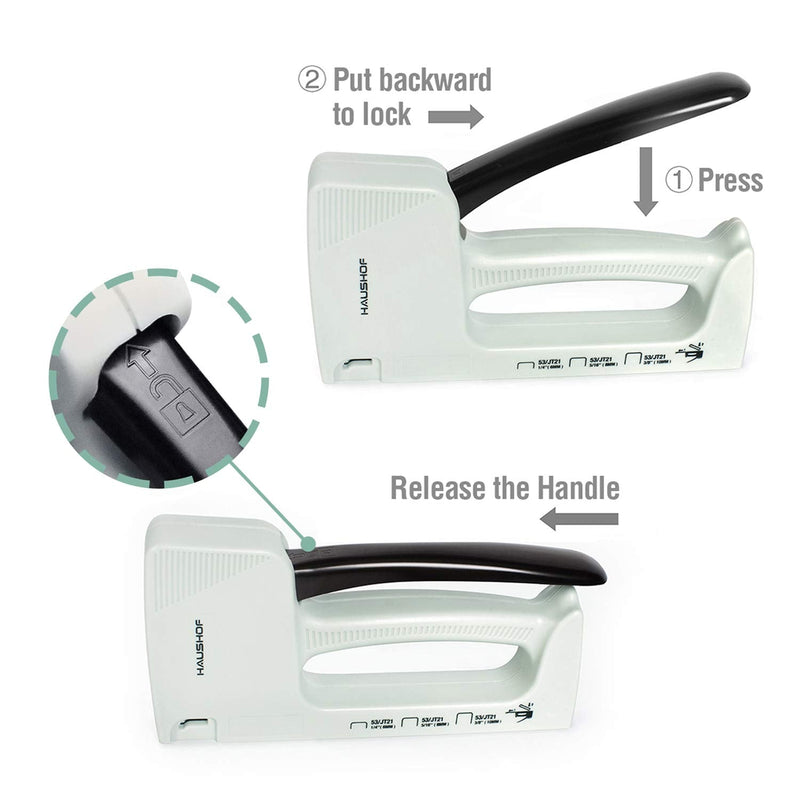 [Australia - AusPower] - HAUSHOF Light Duty Staple Gun Kit, Fits JT21 Staples of 1/4'', 5/16'' and 3/8'', Includes 800Pc 5/16'' Staples and A Staple Remover, for Upholstery, DIY, Decoration 