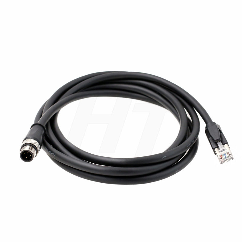 [Australia - AusPower] - HangTon Ethernet Cable for Sick Cognex Sensor M12 D-Code 4 Pin to RJ45 Cat6, Twisted Shielded Waterproof Flexible Fieldbus 3m 3 Meters 