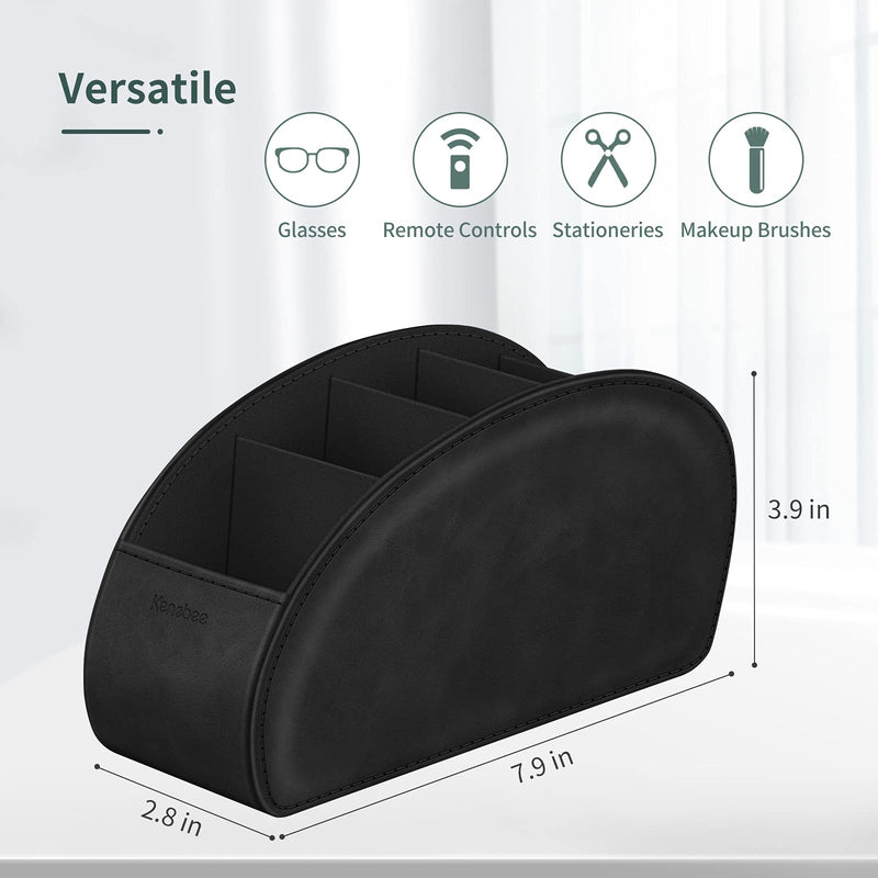 [Australia - AusPower] - Remote Control Holder with 5 Compartments, KENOBEE Anti-slip Desktop Caddy Storage Organizer for Remote Controllers, Office Supplies, Makeup Brush, Media Accessories, Black 