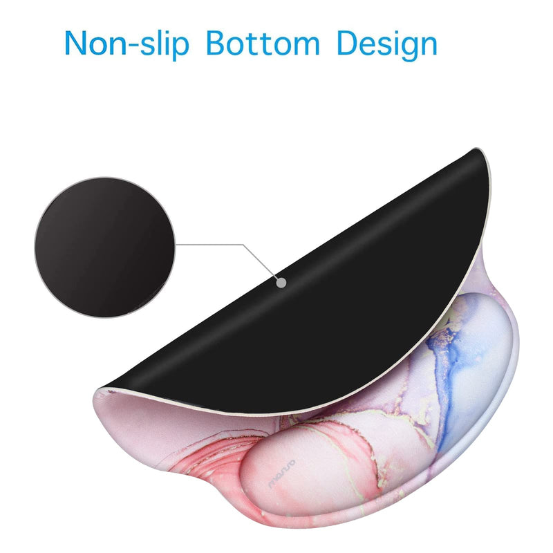 [Australia - AusPower] - MOSISO Mouse Pad with Wrist Rest Support, Ergonomic Mousepad Non-Slip Base Comfortable Home/Office Pain Relief & Easy Typing Cushion for Laptop with Neoprene Cloth&Raised Memory Foam Marble MO-MBH216 