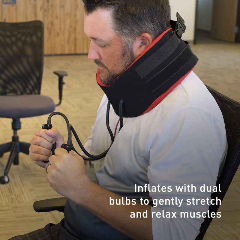 [Australia - AusPower] - Body Sport TracCollar - Inflatable Neck Traction Device - Cervical Collar for Neck Pain Relief - 2 Hand Pumps for Customizable Treatment - Release Pressure for Neck Pain Relief - Small/Medium Small/Medium (Pack of 1) 