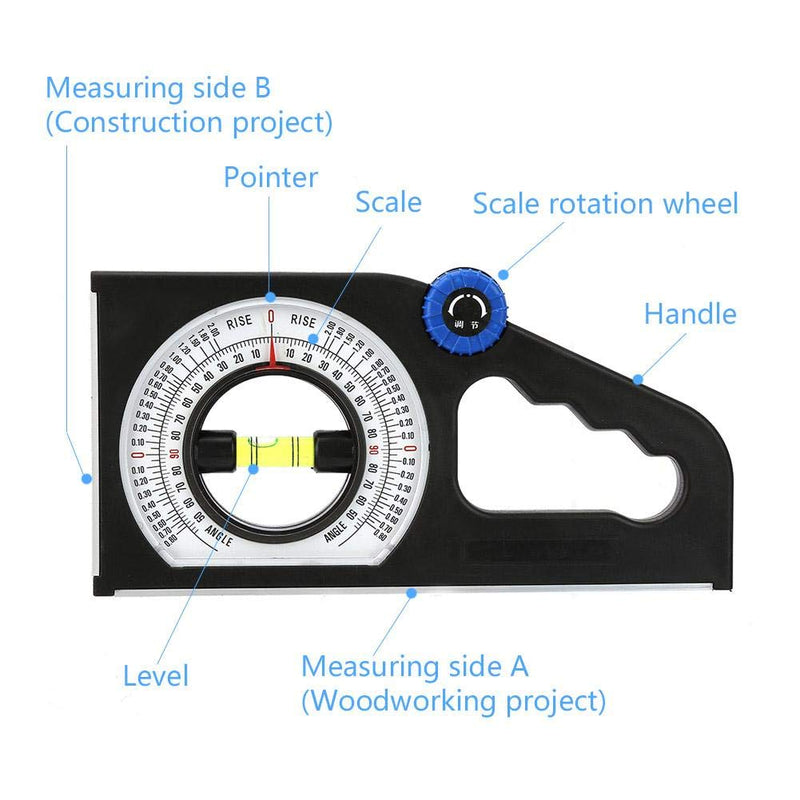 [Australia - AusPower] - Engineering Inclinometer, ABS Universal Slope Measuring Ruler Multifunction Angle Meter 0-180° for Household Industrial Use 