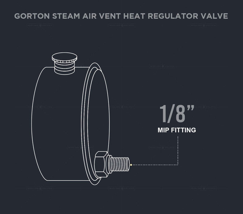 [Australia - AusPower] - Midline Valve HBW-6B18 Steam Air Vent #6 Heat Regulator Valve; Angle Mount; 1/8 in. NPT; Chrome Plated Steel #6 Heat Angle Mount 