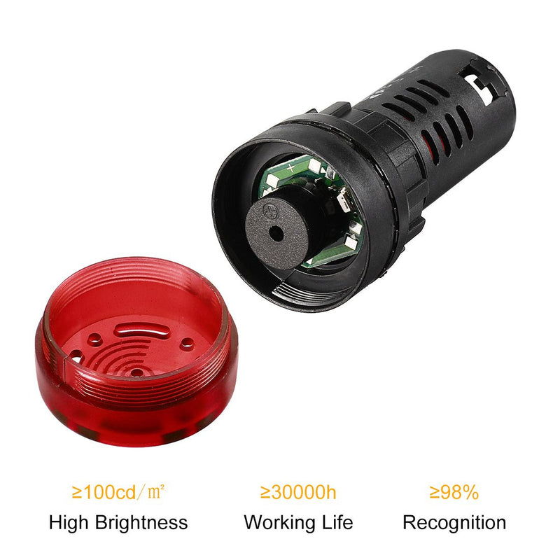 [Australia - AusPower] - uxcell 2Pcs Red Indicator Light with Buzzer AC/DC 110V, 22mm Panel Mount Flashing Alarm, for Electrical Control Panel, HVAC, DIY Projects 