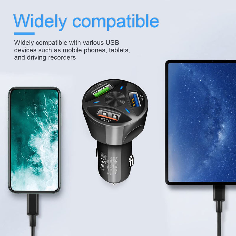 [Australia - AusPower] - QC 3.0 Car Fast Charger, 3-Port Smart Phone Charger Compatible with Cigarette Lighter Socket, iPhone 11/Pro/Pro Max, 12 Pro, iPad, Samsung Galaxy, Camera, MP3, Fit for Most Cars 