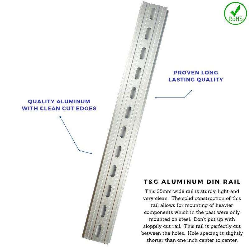 [Australia - AusPower] - T&G 3 Pieces DIN Rail Slotted Aluminum RoHS 12" Inches Long 35mm Wide 7.5mm High 