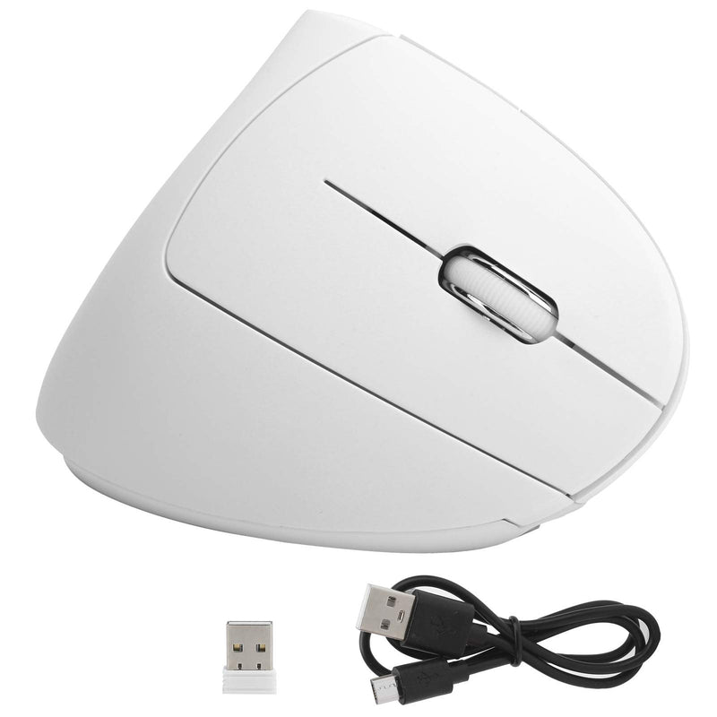 [Australia - AusPower] - Ergonomic Vertical Mouse, 2.4G Wireless Optical Game Mouse, RGB Backlight, Adjustable 4-Level 2400DPI, 6 Button for PC/ Laptop Desktop(White) 