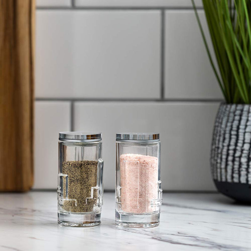 [Australia - AusPower] - Salt Pepper Shakers by JoyJolt - 2Oz Salt and Pepper Set of 2 - Premium Quality Durable Glass - Elegant Triangle Design - Non-BPA and Dishwasher Safe - Ideal for Home Use, Restaurant, Hotel 