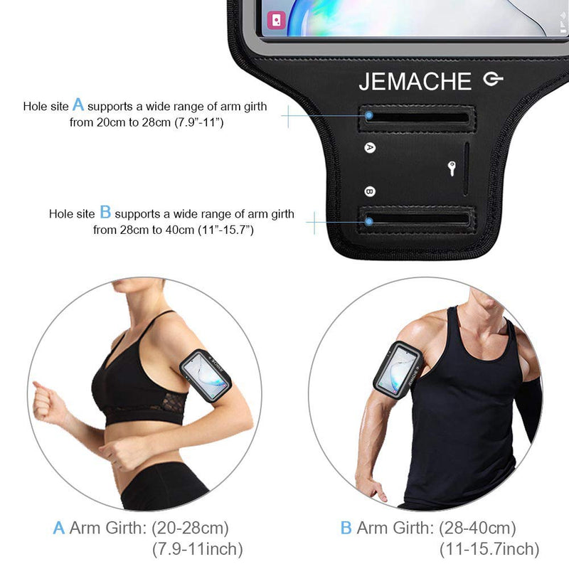 [Australia - AusPower] - Galaxy Note 10+, 9, 8 Armband, JEMACHE Gym Run Workout Exercise Phone Arm Band Holder for Samsung Galaxy Note 8/9/10 Plus Fits Otterbox Defender Case (Black) Black (Fit Otterbox) 