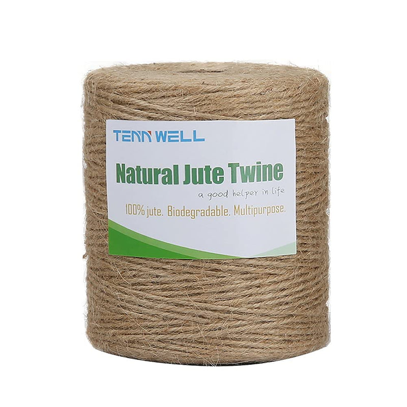 [Australia - AusPower] - Tenn Well Natural Jute Twine, 3Ply 984Feet Arts and Crafts Jute Rope Industrial Packing Materials Packing String for Gifts, DIY Crafts, Decoration, Bundling, Gardening and Recycling Original Version 