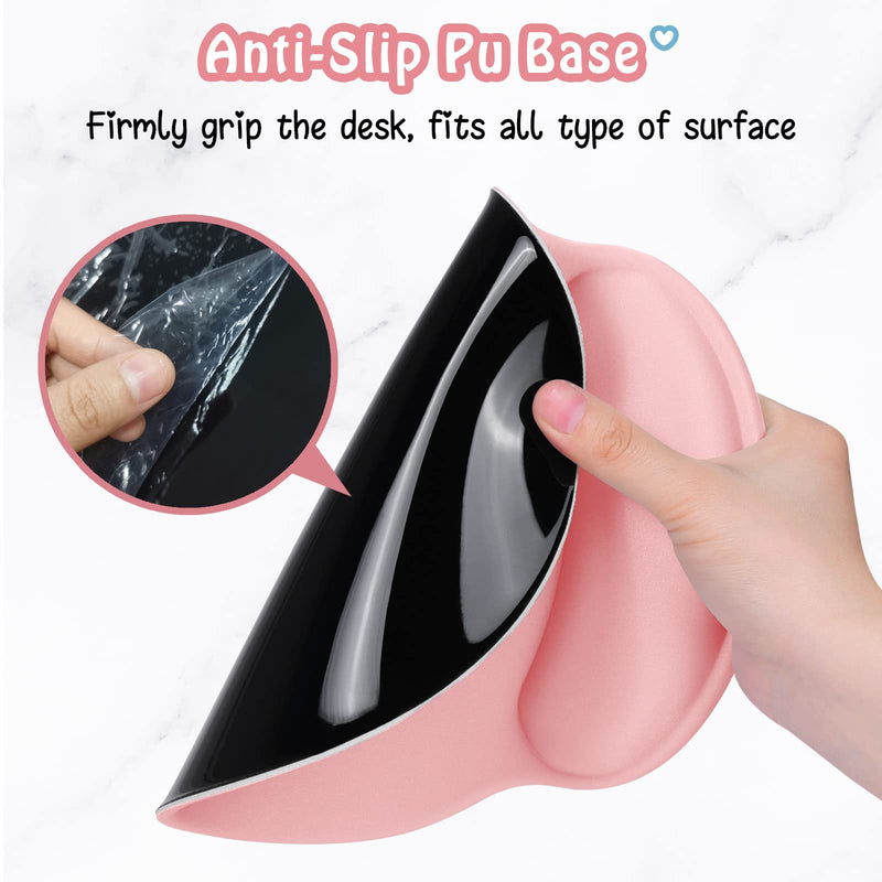 [Australia - AusPower] - Hsurbtra Ergonomic Mouse Pad with Wrist Rest Support, Gel Mouse Pads with Non-Slip PU Base, Pain Relief Memory Foam Mousepad for Laptop PC, Cute Office Supplies Desk Decro Accessories Pink Large 
