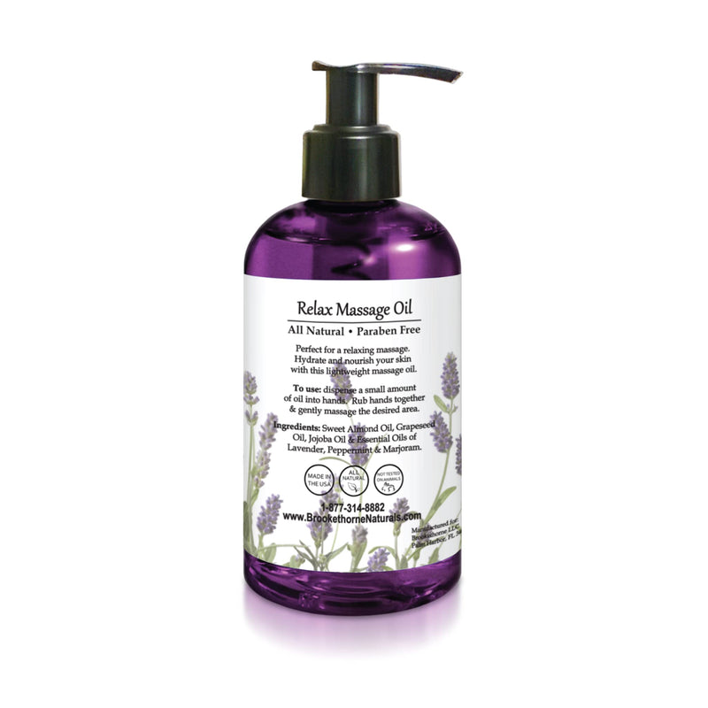 [Australia - AusPower] - Relax Therapeutic Body Massage Oil - with Best Essential Oils for Sore Muscles & Stiffness – Lavender, Peppermint & Marjoram - All Natural - with Sweet Almond, Grapeseed & Jojoba Oil 8oz 