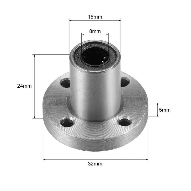 [Australia - AusPower] - uxcell 8mm Linear Ball Bearings LM8UU Round Flange, 8mm Bore, 15mm OD, 24mm Length (Pack of 2) 
