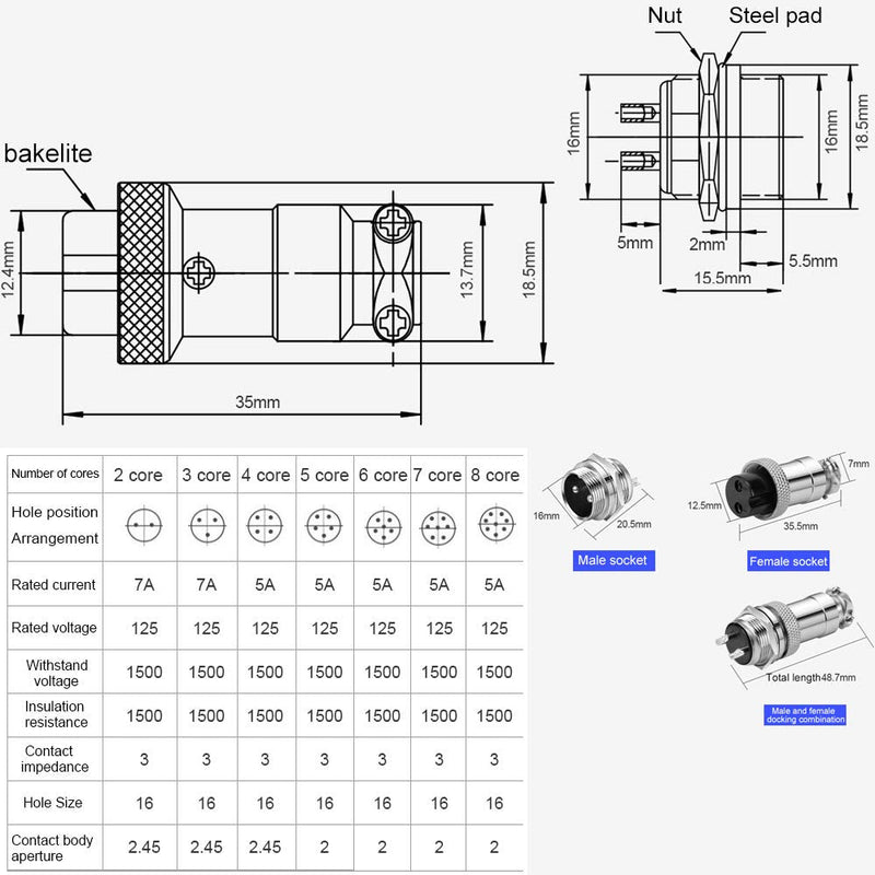 [Australia - AusPower] - DIYhz GX16 4 Pins Panel Metal Mount Circular Metal Aviation Connector Adapter Male Female Plug Socket - 10 Pcs 