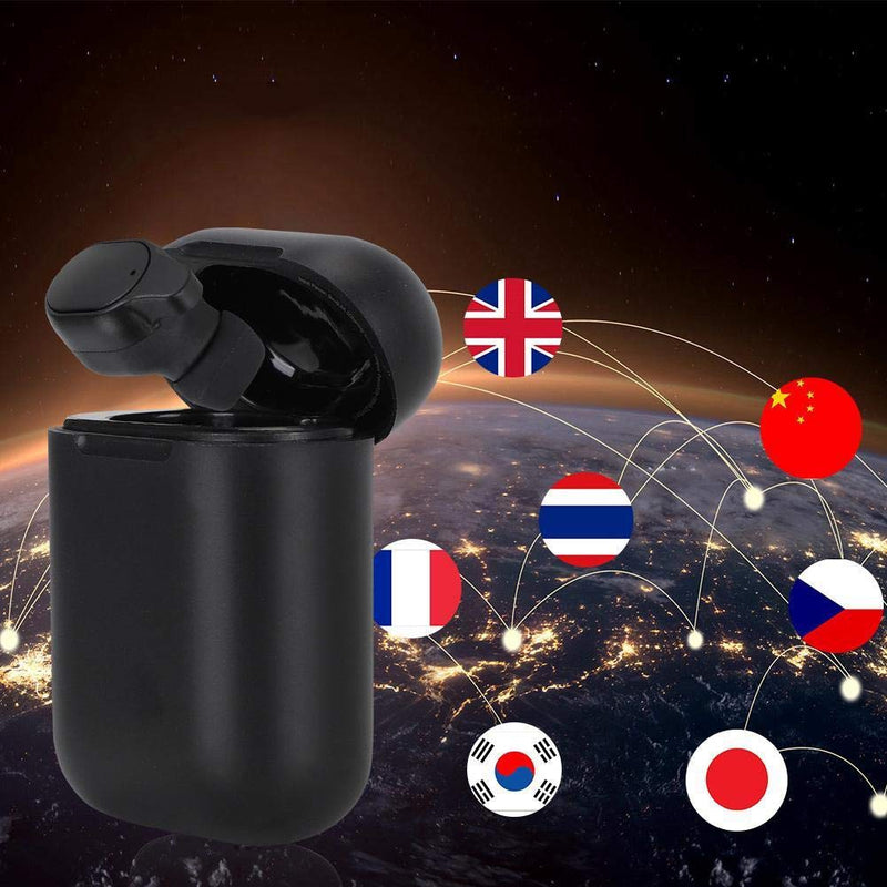 [Australia - AusPower] - PUSOKEI Bluetooth5.0 Wireless Headset, Single Ear Smart Language Translator Device with Charging Box, More Than 33 Languages Intelligent Translator for Travel/Business 