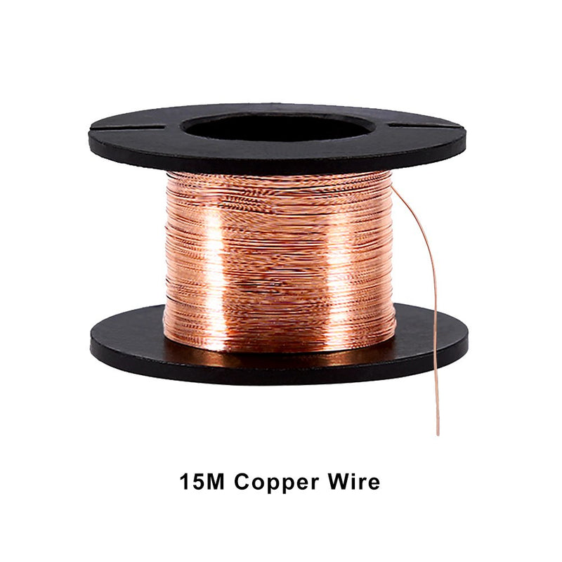 [Australia - AusPower] - 5 Pcs/Set Enameled Copper Wire, 0.1mm Enameled Wire Copper Winding Wire Enamelled Repair Wire Length 15m, Enameled Magnet Wire 