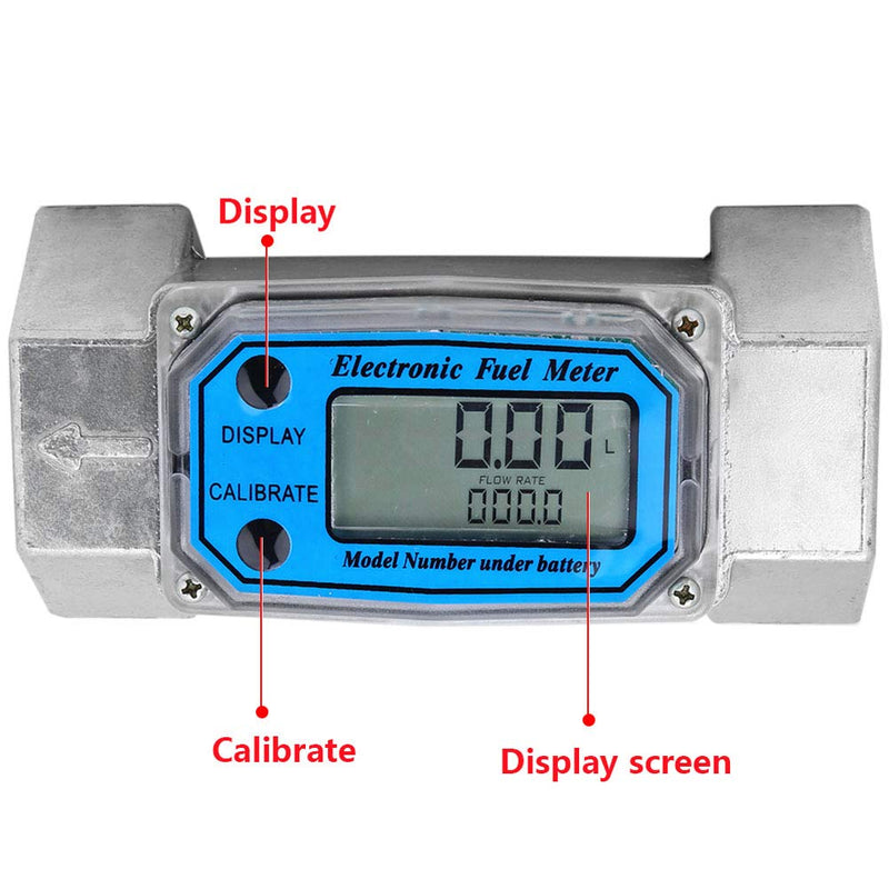 [Australia - AusPower] - Hilitand Mini Digital Turbine Flowmeter Diesel Kerosene Gasoline Fuel Flow Meter 15-120L 1.5inch NPT Blue 