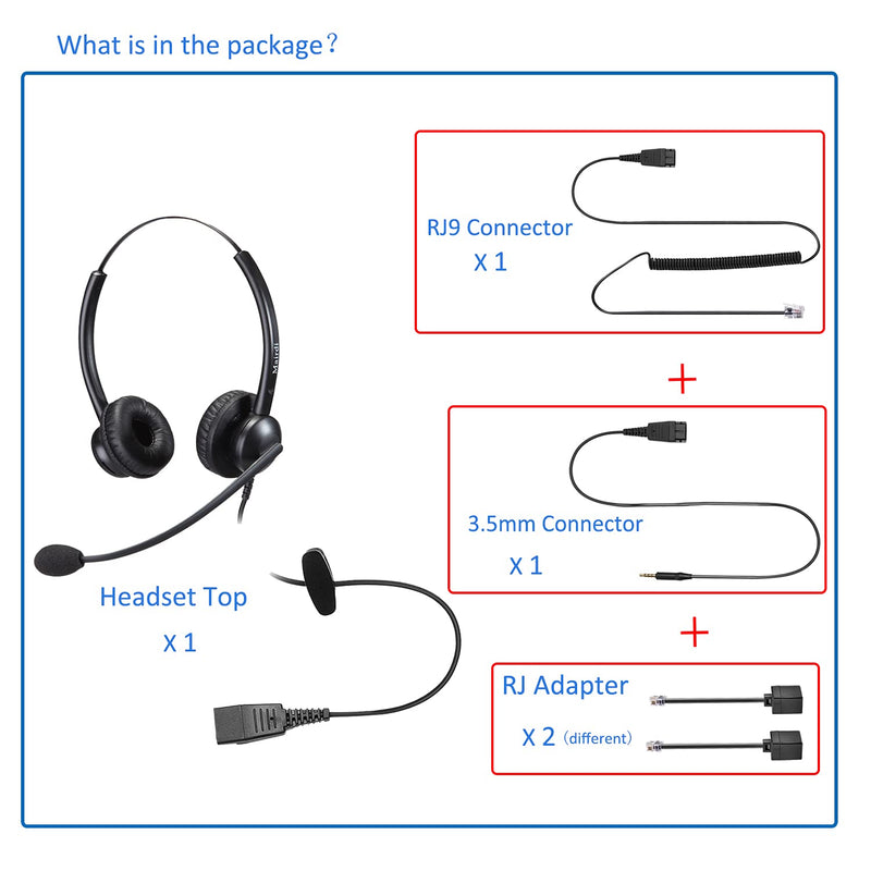 [Australia - AusPower] - Telephone Headset with Noise Canceling Microphone, Mono Office Call Center Headset with RJ9 & 3.5mm Jack for Landline Deskphone Cell Phone PC Laptop, Work for Mitel Aastra Toshiba NEC Shoretel Monaural M510SQD010 
